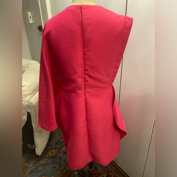 ASOS bright pink one shoulder flare mini dress - Picture 8 of 12